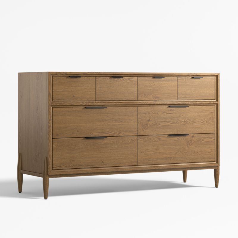 Bodie 54" Flax Brown Wood Wide 8-Drawer Kids Dresser - Image 1