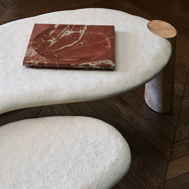 Sassolino Concrete and Burl Wood 68" Coffee Table by Athena Calderone - Image 6