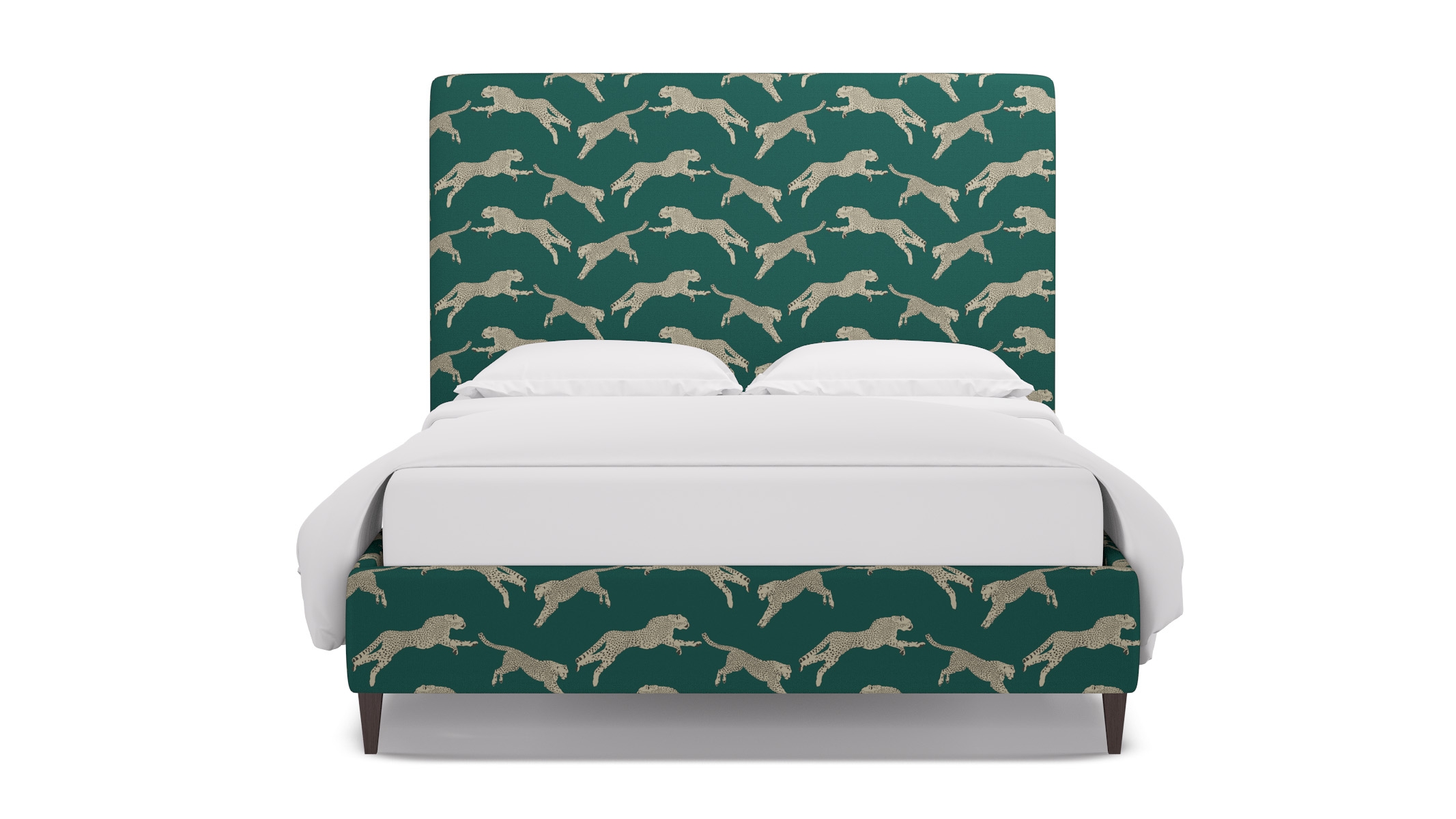 Classic Bed, Polo Green Cheetah, Espresso Square Tapered Leg, Twin - Image 0