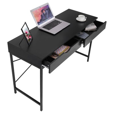 Black Computer Desk With 2 Drawers - Image 0