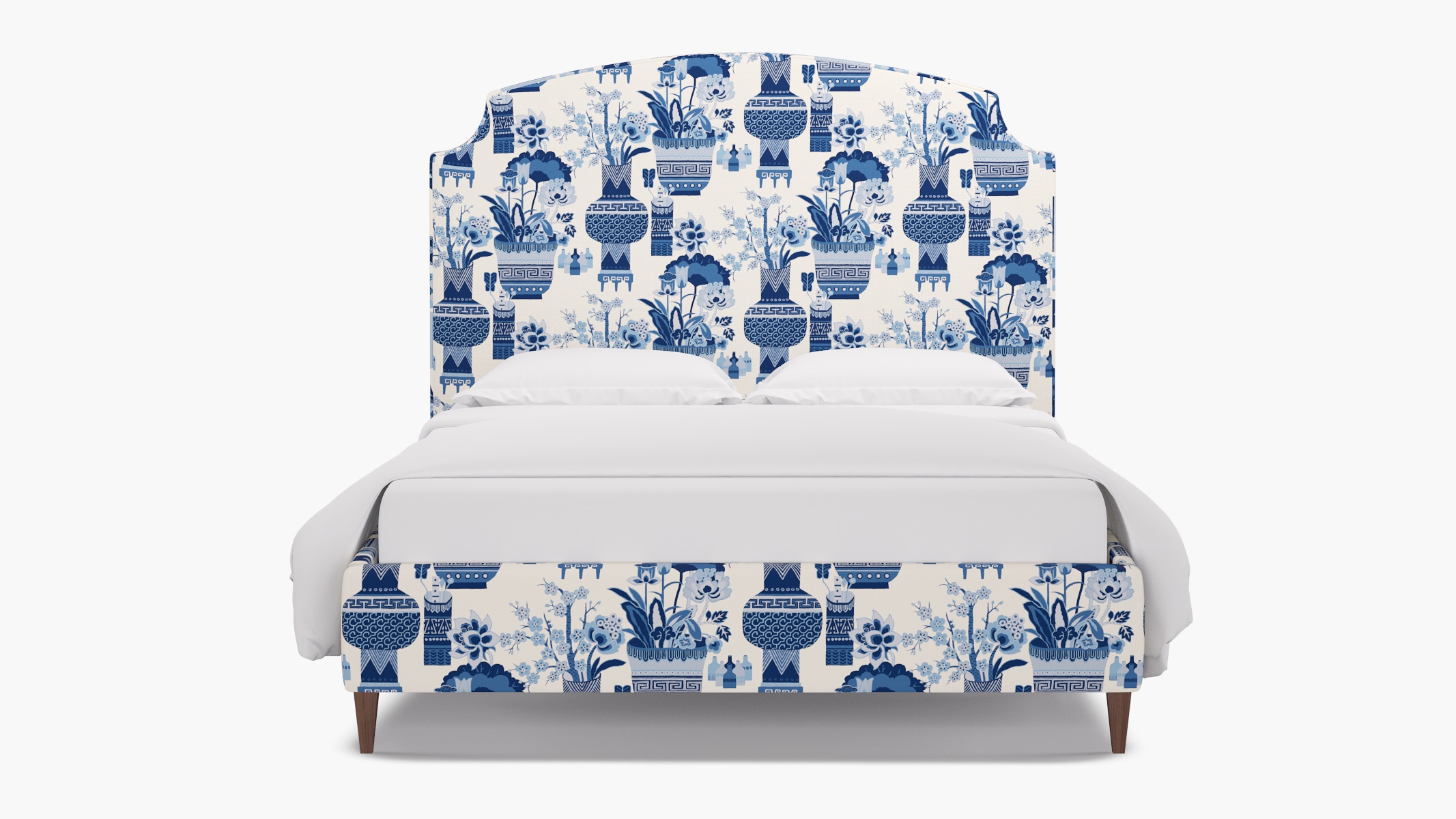 Cove Bed, Delft Kan-Shie, Walnut Square Tapered Leg, Queen - Image 0