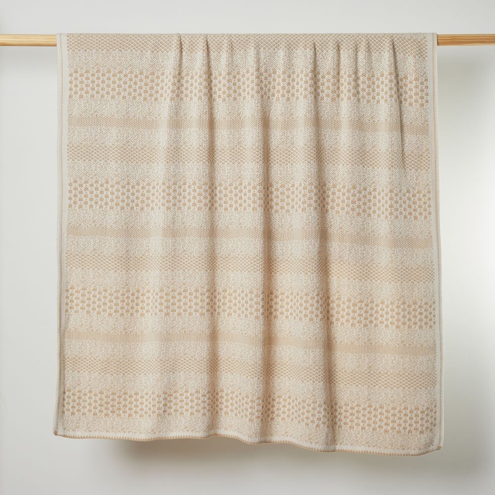 Pixels Throw Blanket Cotton Natural/Tan 60X50 - Image 0