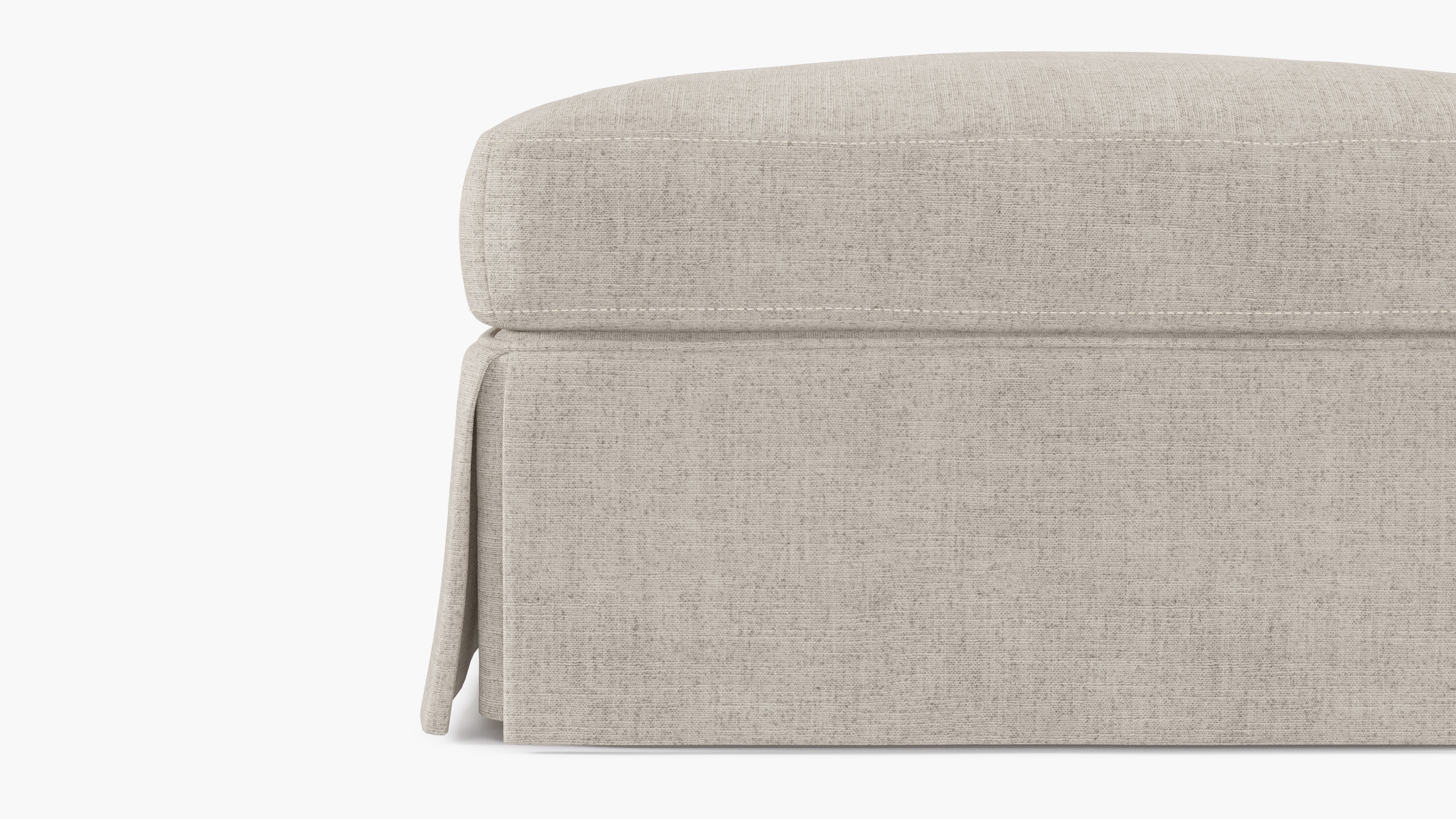 Skirted Cocktail Ottoman, Creme Luxe Linen - Image 2