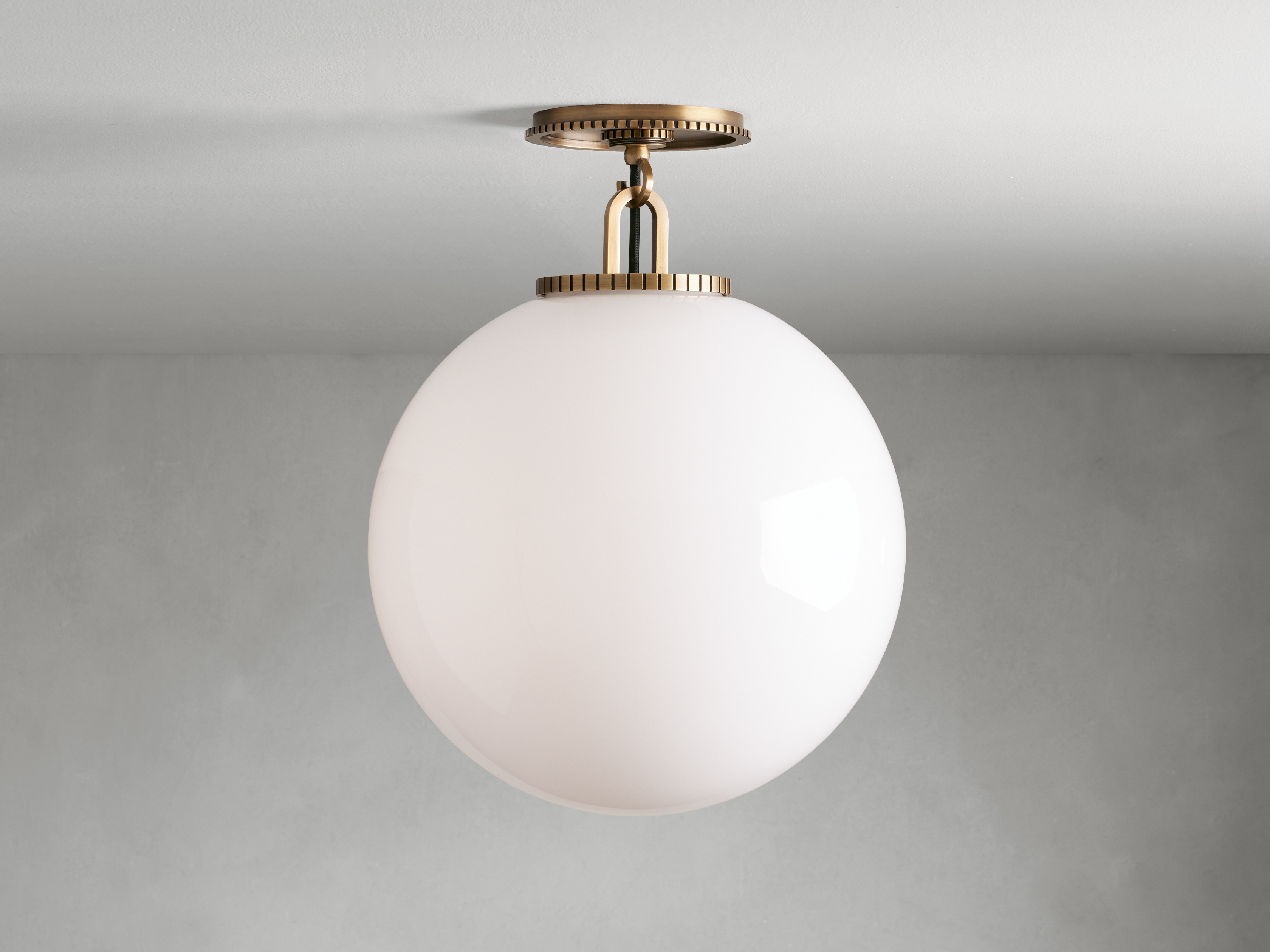 Wescott Globe Flush Mount in Glass Medium Brass /Milk - Image 0