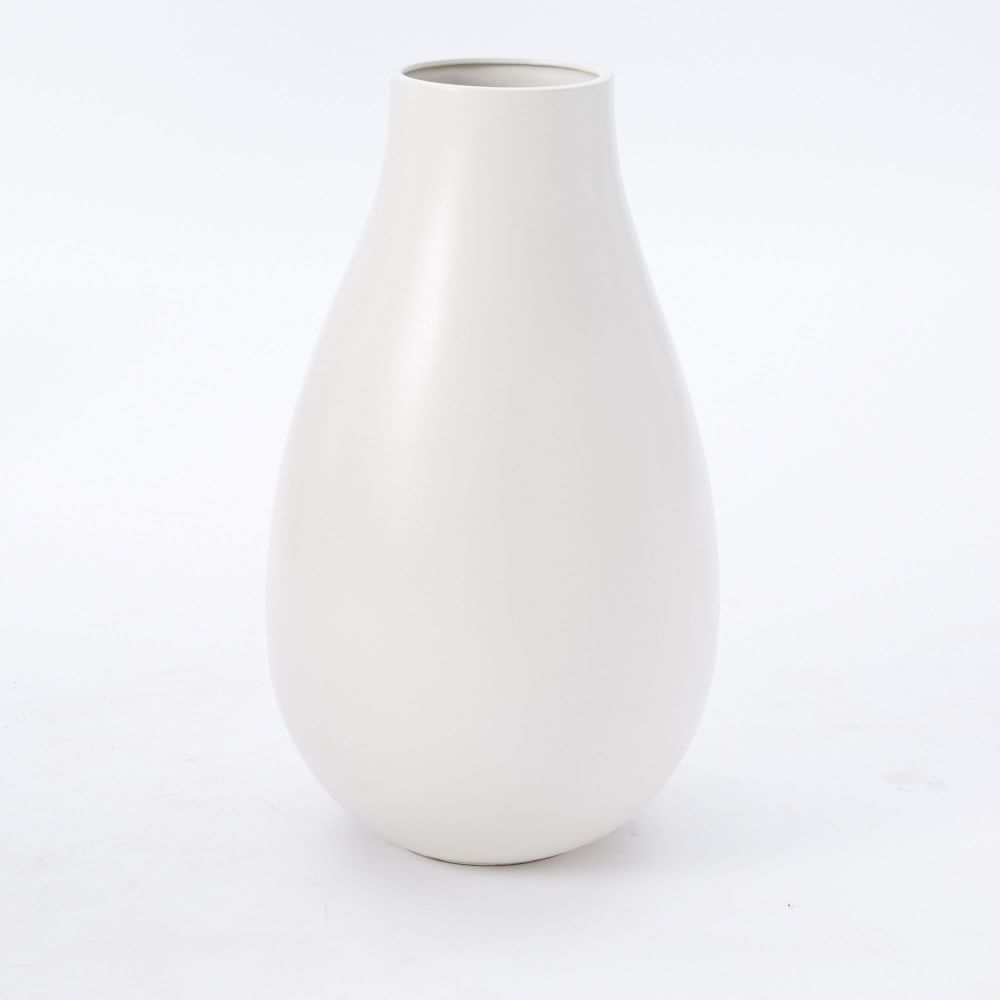 Pure White Ceramic Vase, Oversized Organic 27.6"H - Image 0