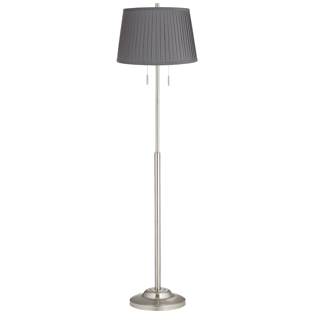 360 Lighting Abba 66" High Slate Gray Pleated Shade Floor Lamp - Image 0