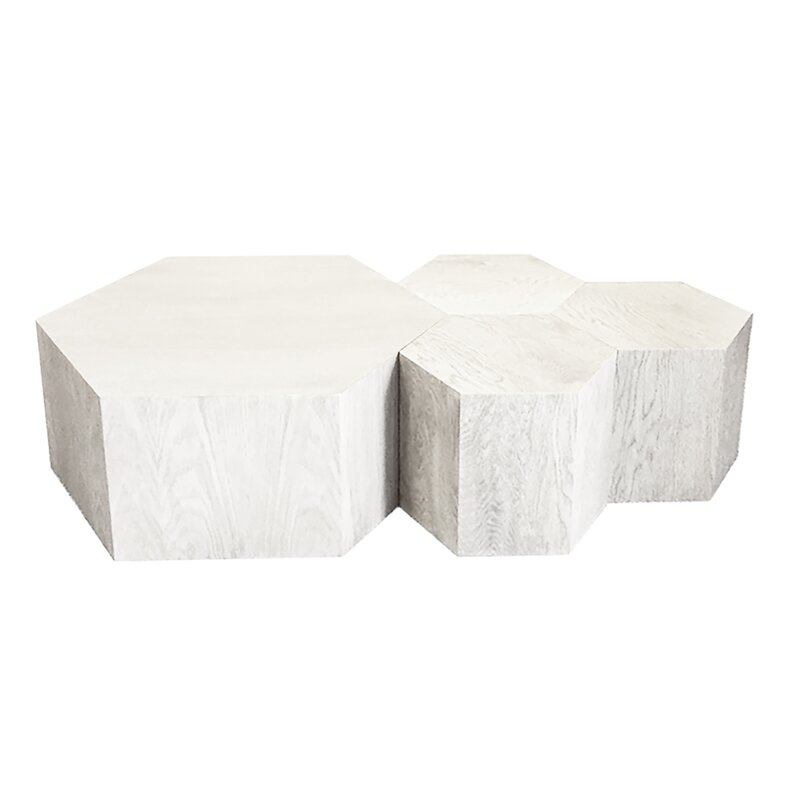Hammers and Heels Block Coffee Table Size: 16" H x 40" L x 34.6" W, Color: White - Image 0