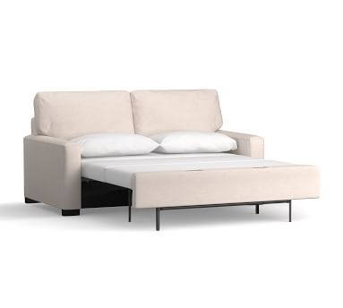 Turner Square Arm Upholstered Deluxe Sleeper Sofa, Polyester Wrapped Cushions, Performance Heathered Basketweave Platinum - Image 2