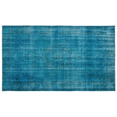 One-of-a-Kind Hand-Knotted 1960s Turkish Turquoise 5'4" x 9'3" Area Rug - Image 0