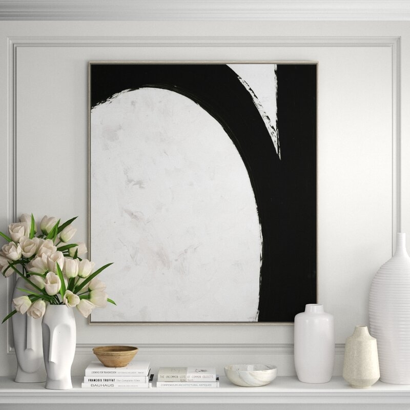 Tobi Fairley 'Black and White Circle' - Picture Frame Print on Paper - Image 0