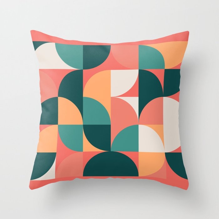 Mid Century Geometric 19 Couch Throw Pillow by The Old Art Studio - Cover (24" x 24") with pillow insert - Indoor Pillow - Image 0