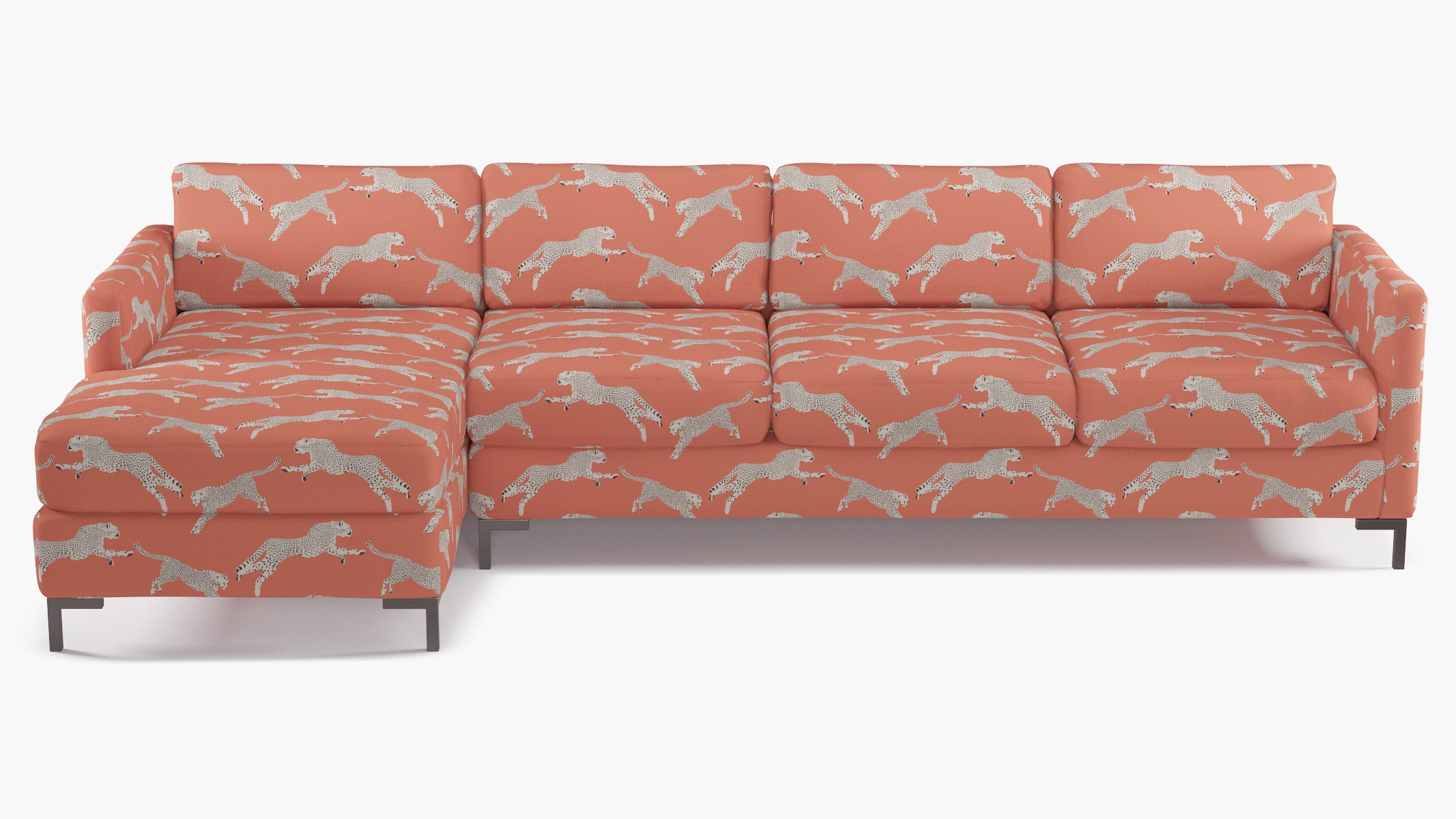 Modern Sectional, Left Facing, Henna Cheetah, Bronze L Leg - Image 0