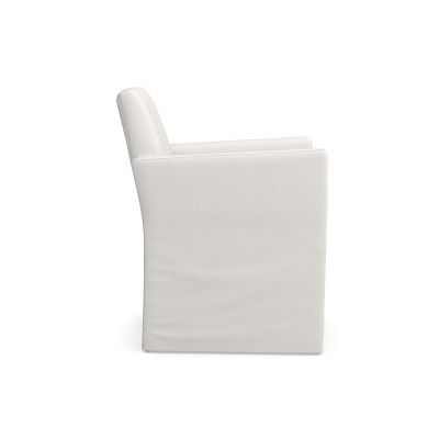 Laguna Slipcovered Dining Armchair, Standard Cushion, Belgian Linen, Indigo - Image 2