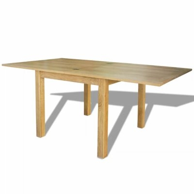 Alvah 33.46" Extendable Solid Oak Dining Table - Image 0