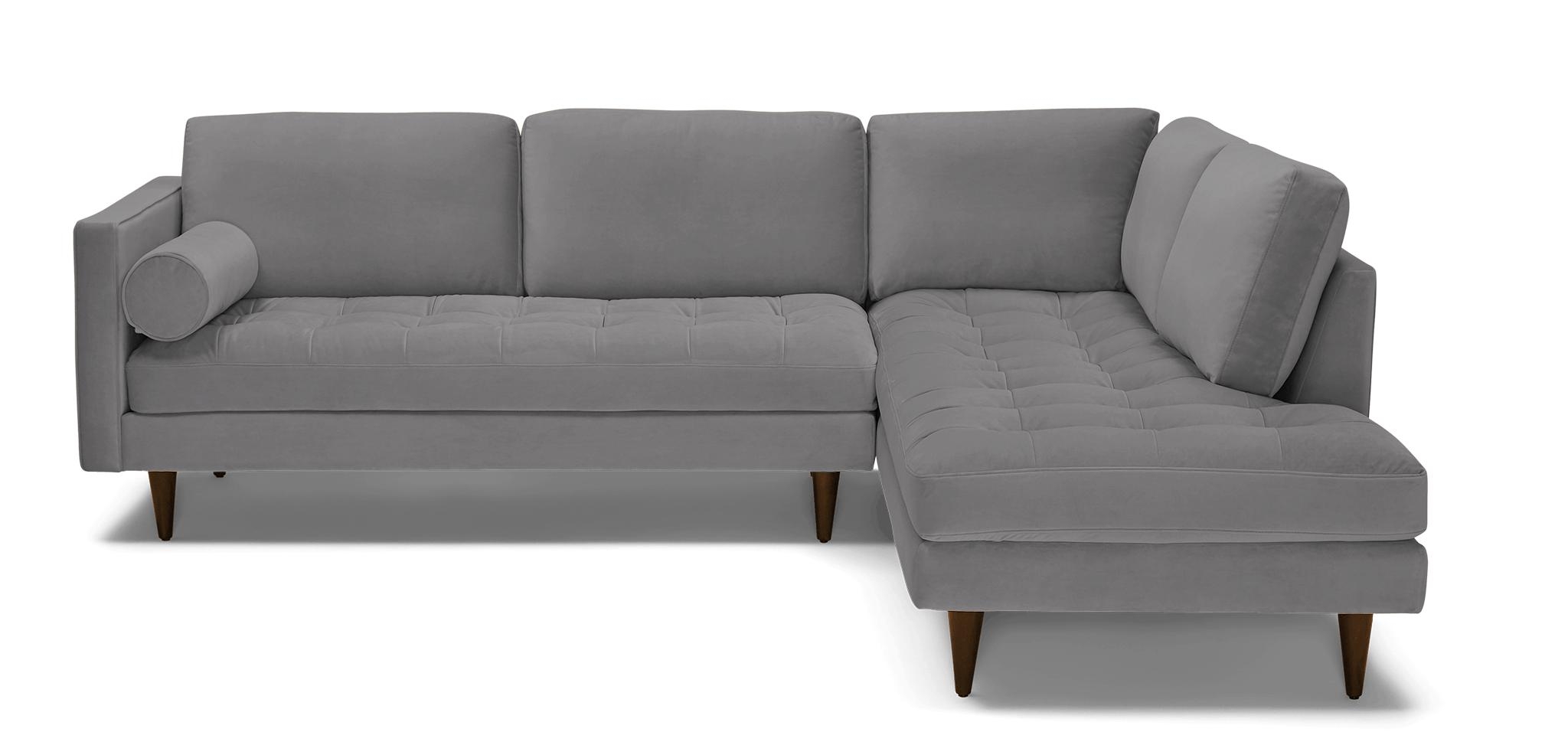 Gray Briar Mid Century Modern Sectional with Bumper - Royale Ash - Mocha - Right  - Image 0