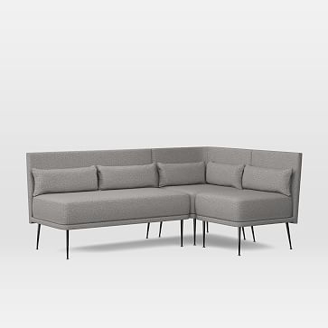 Modern Banquette Pack 2: 1 Bench + 1 Single + Round Corner,Deco Weave,Pearl Gray,Antique Bronze - Image 0