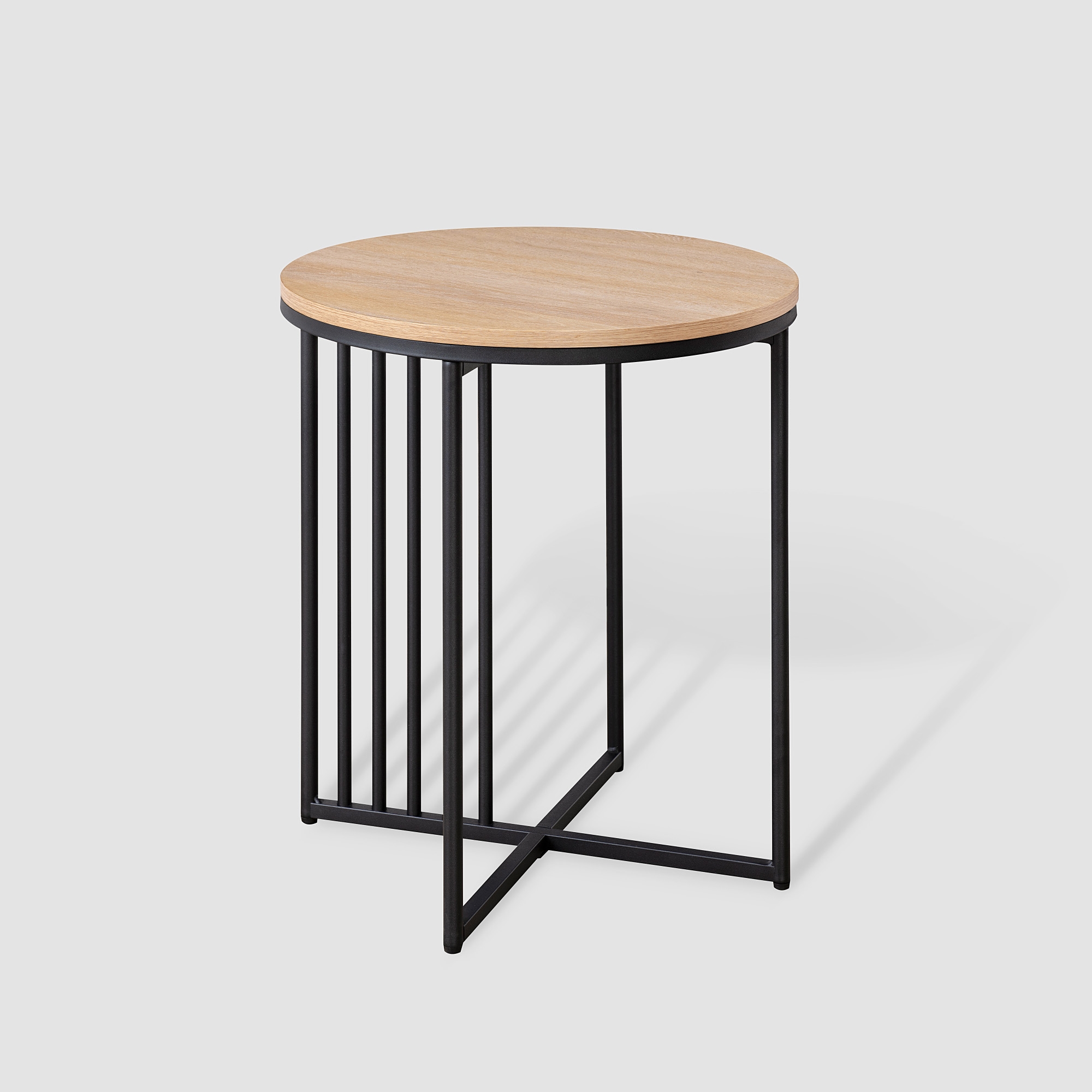 Minimalist Metal Slatted Side Table - Coastal Oak / Black - Image 0