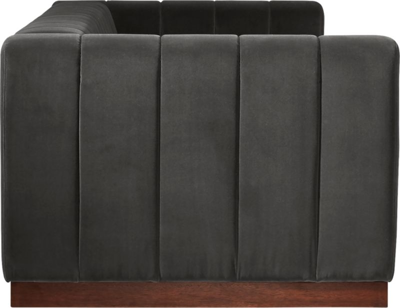 Forte 101" Extra-Large Channeled Sofa with Walnut Base Curious Linen - Image 1