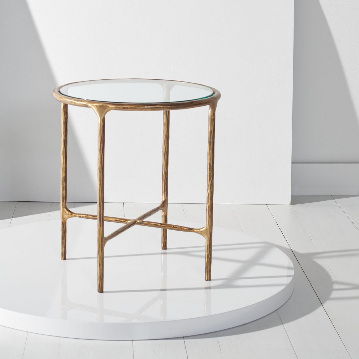 Jessa Forged Metal Round End Table - Brass - Image 2