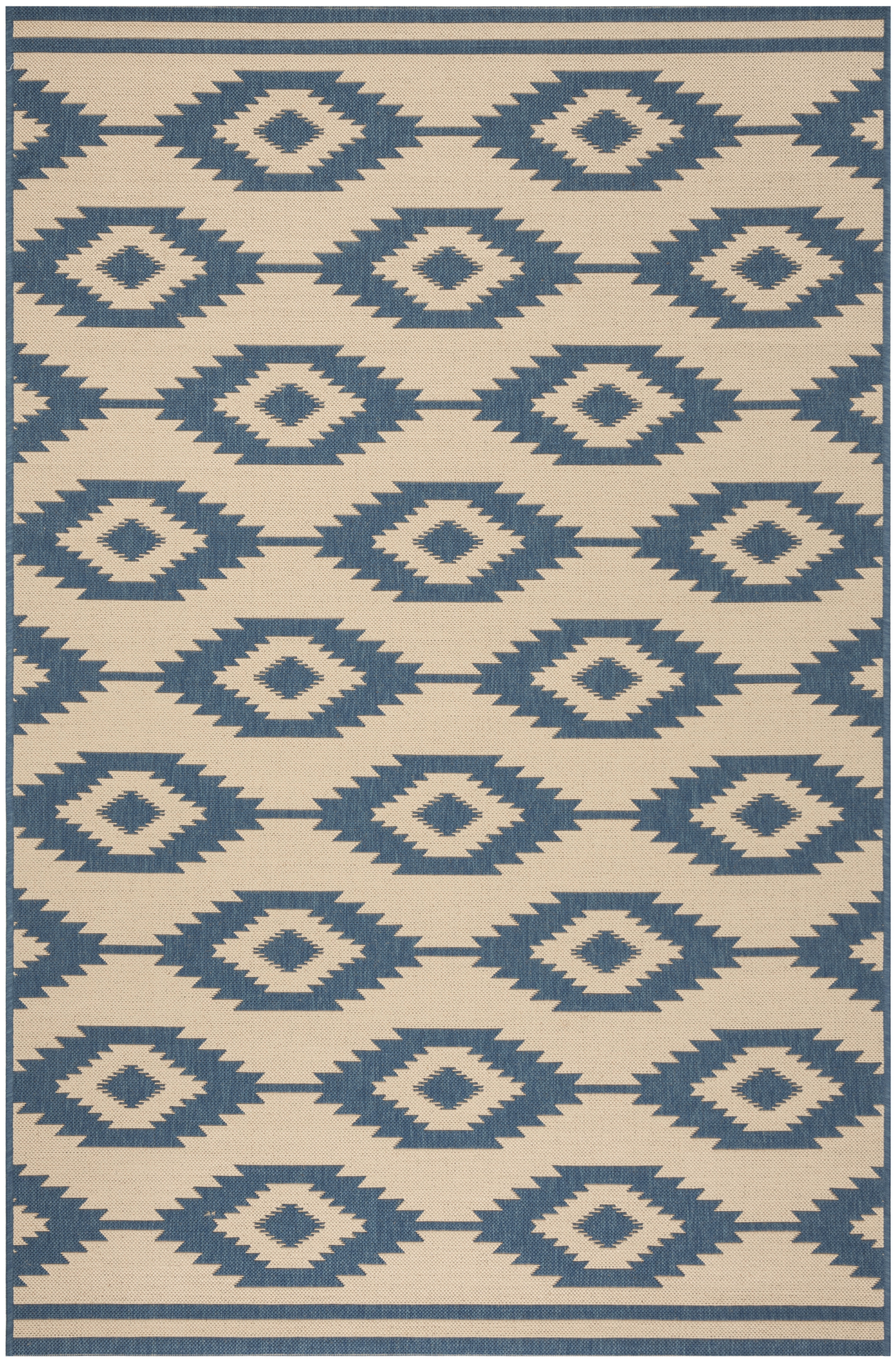 Arlo Home Indoor/Outdoor Woven Area Rug, LND171M, Blue/Cream,  5' 1" X 7' 6" - Image 0