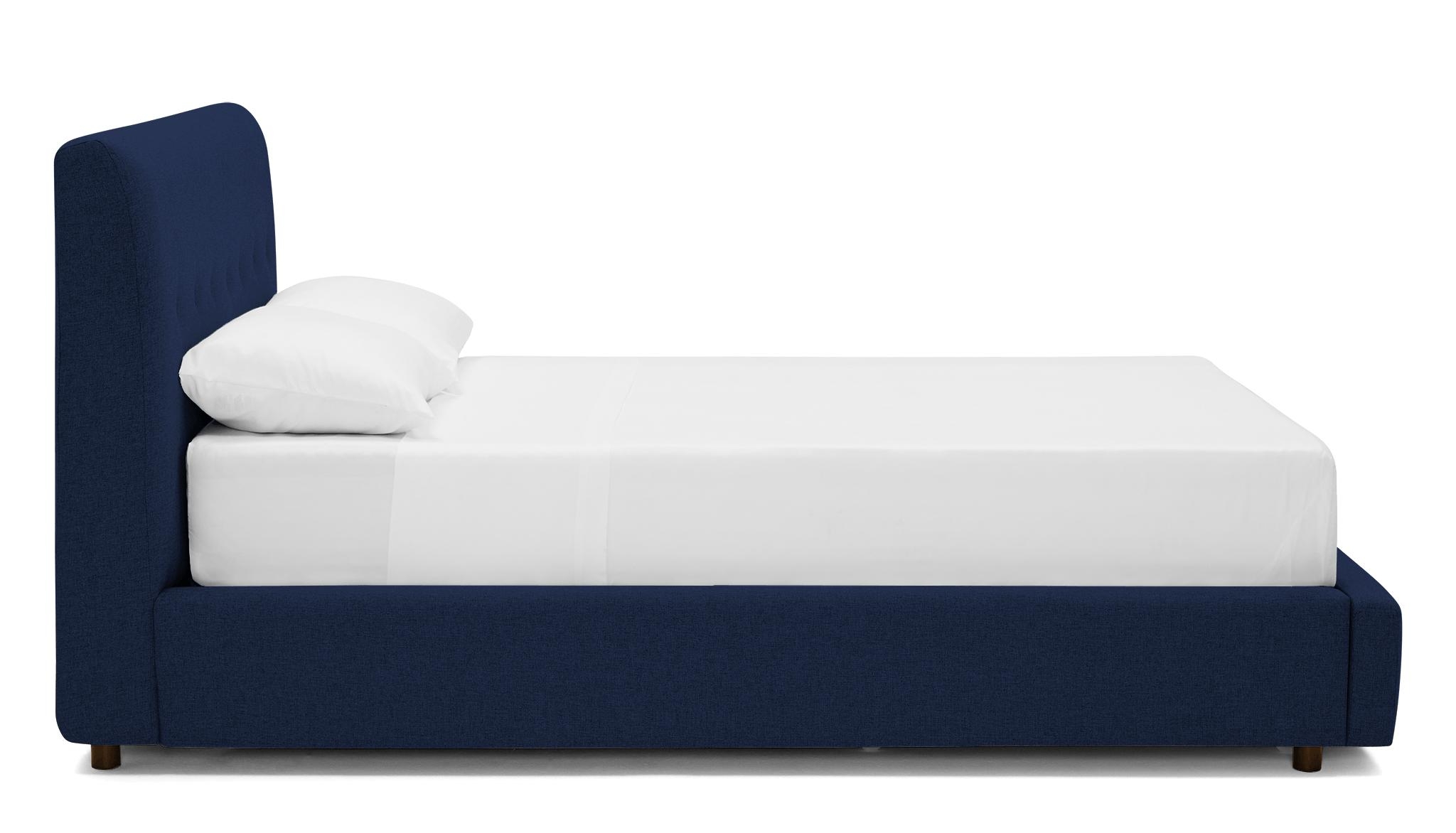 Blue Alvin Mid Century Modern Storage Bed - Royale Cobalt - Mocha - Eastern King - Image 2