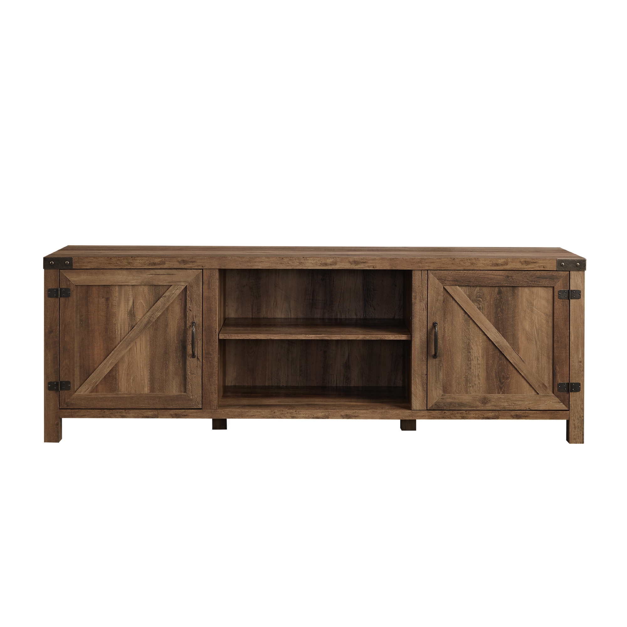 70" Modern Farmhouse Barn Door TV Stand - Rustic Oak - Image 1