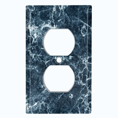 Metal Light Switch Plate Outlet Cover (Marble Black Print 4  - Single Duplex) - Image 0