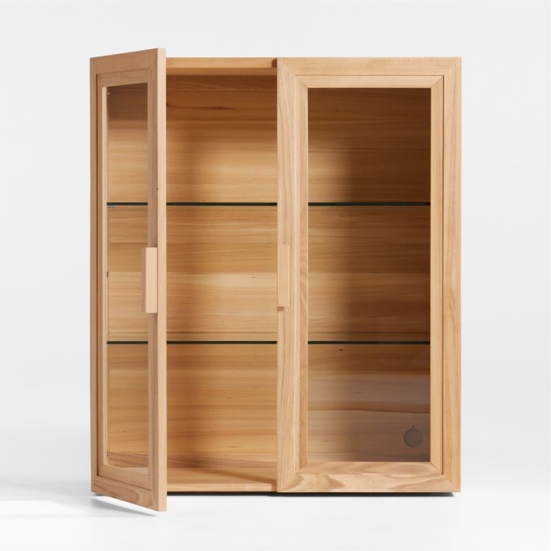 Calypso 36" Natural Wood Modular Glass Door Bookcase Hutch - Image 1