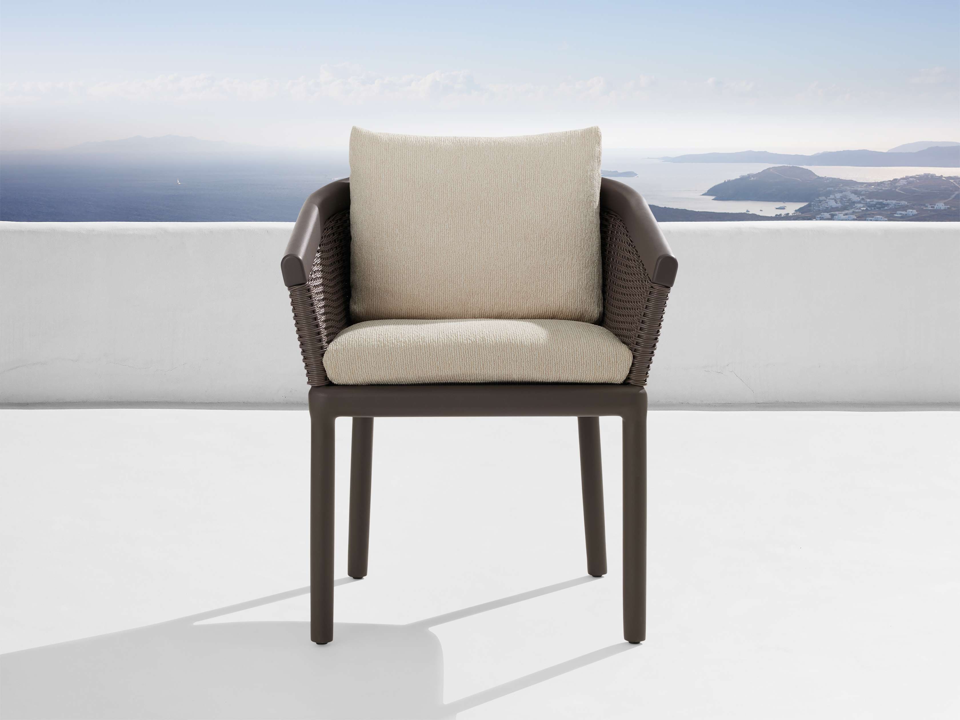 Puglia Outdoor Dining Chair Aluminum in Brown  Adrian Cashmere - Image 0