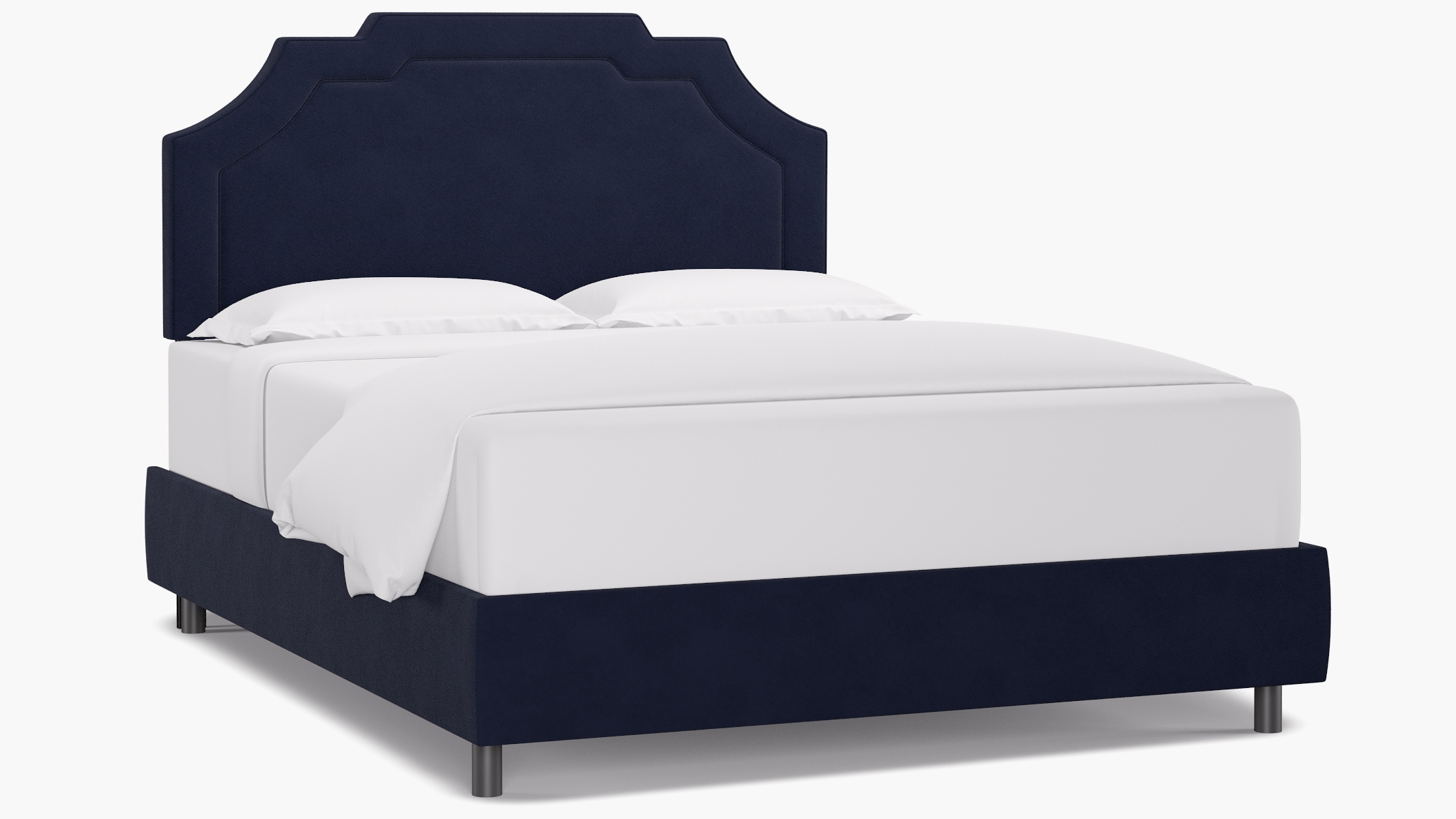 Art Deco Bed, Navy Classic Velvet, Queen - Image 0