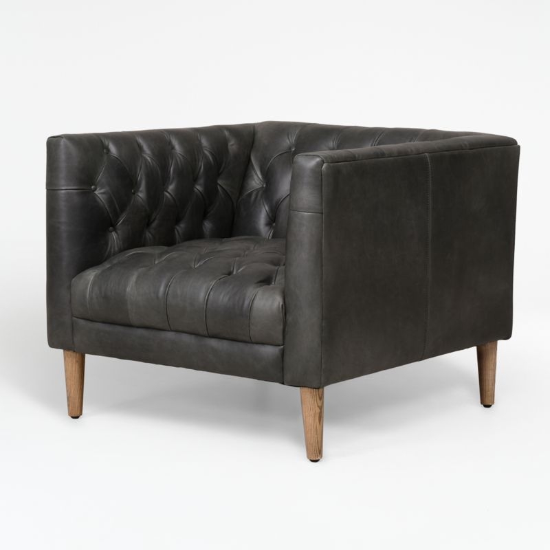 Rollins Ebony Leather Chair - Image 1