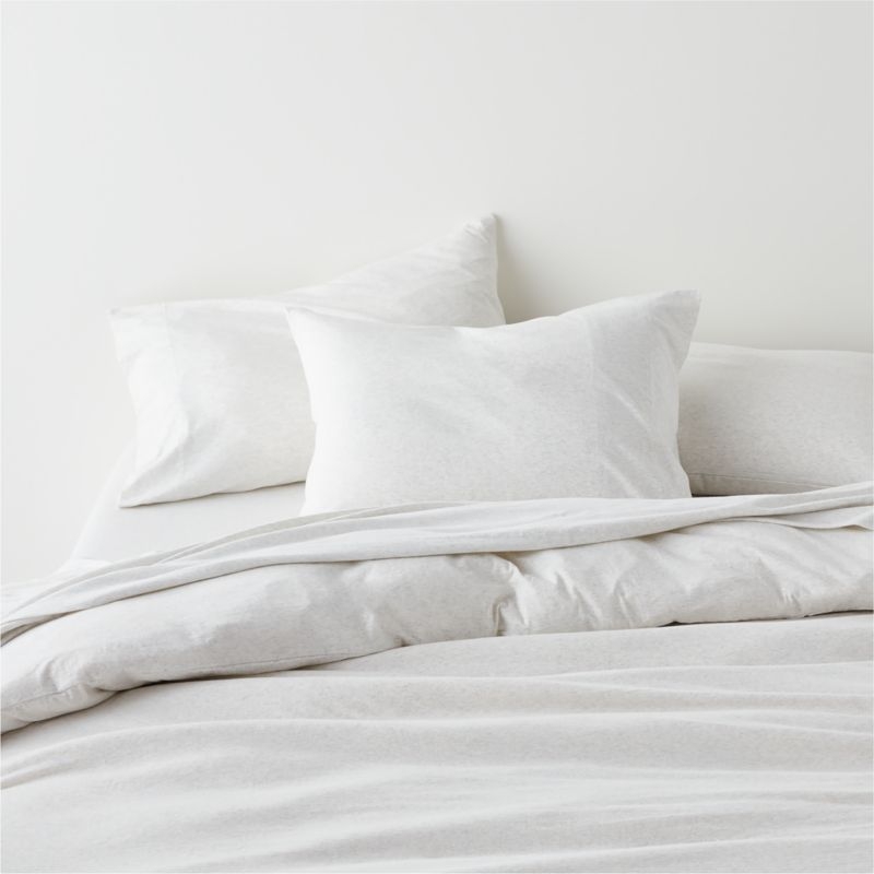 Cozysoft Organic Cotton Jersey Heathered Ivory Twin/Twin XL Bed Sheet Set - Image 3