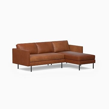 Axel 91" Right 2-Piece Chaise Sectional, Saddle Leather, Nut, Metal - Image 3