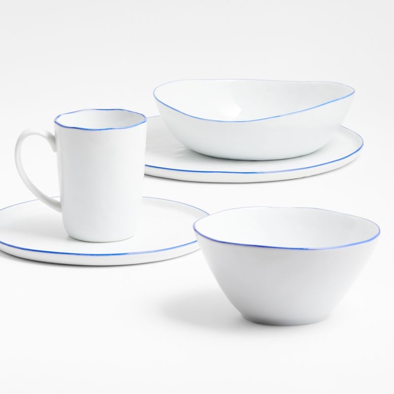 Mercer Blue Rim Porcelain Cereal Bowls, Set of 8 - Image 1