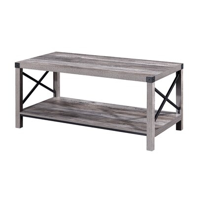 Rectangle Rustic Coffee Table With Storage Shelf - Image 0