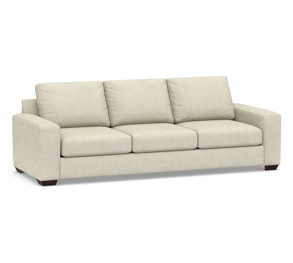 Big Sur Square Arm Upholstered Grand Sofa 105", Down Blend Wrapped Cushions, Performance Heathered Basketweave Alabaster White - Image 0