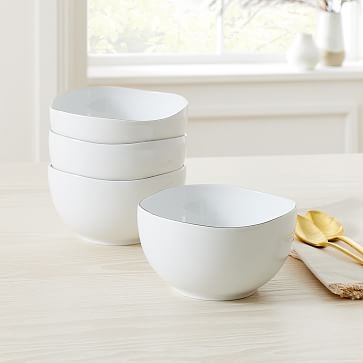 Organic Rimmed New Cereal Bowl, Set of 4, Gold Rim - Image 1