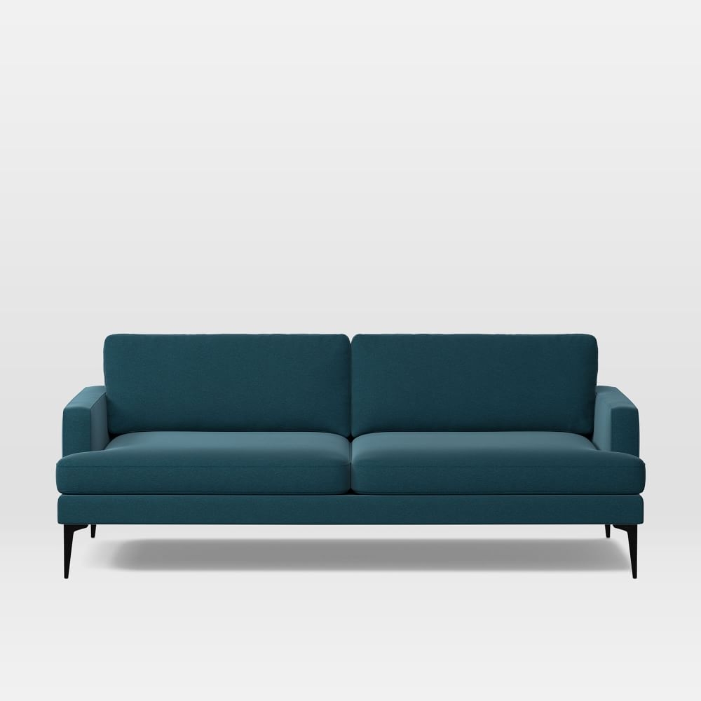 Andes 86" Multi-Seat Sofa, Standard Depth, Performance Velvet, Petrol, Dark Pewter - Image 0