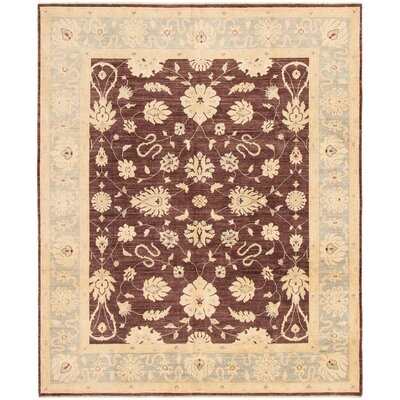 One-of-a-Kind Roosendaal Hand-Knotted New Age Ushak Dark Brown 8'2" x 9'9" Wool Area Rug - Image 0