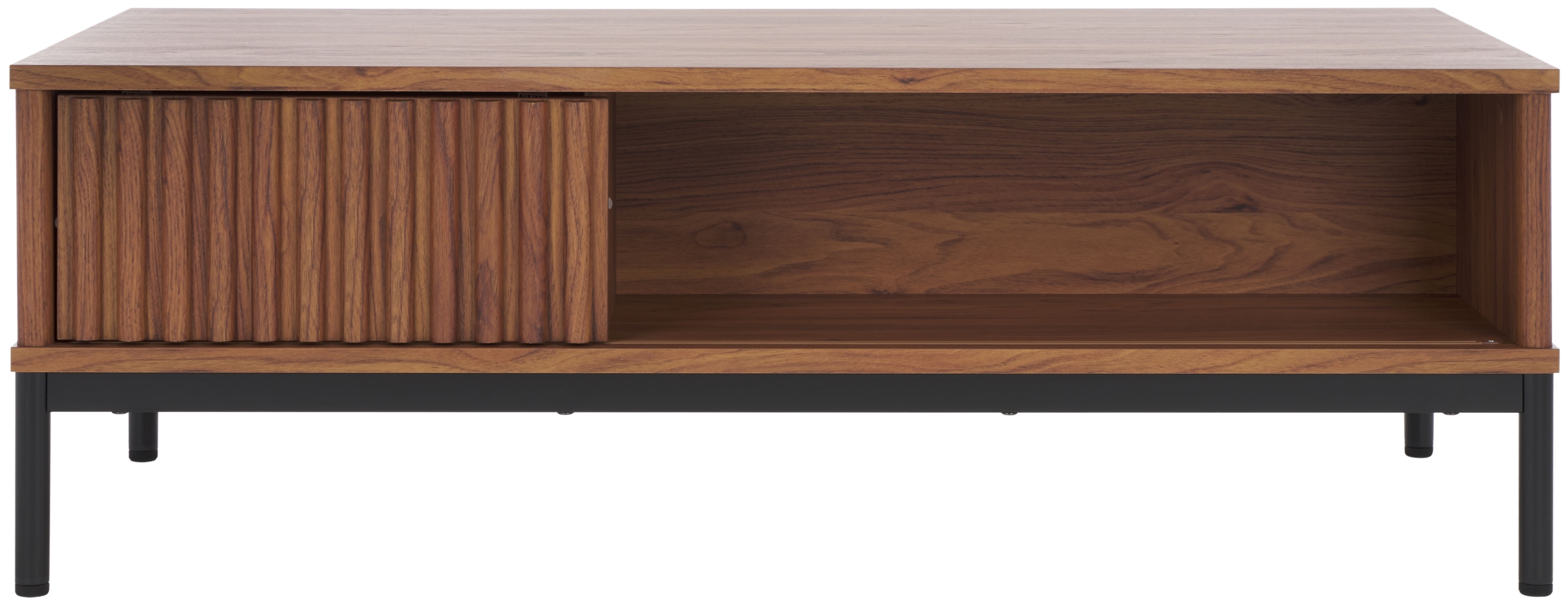 Lylia 2 Door Coffee Table - Walnut / Black - Safavieh - Image 0
