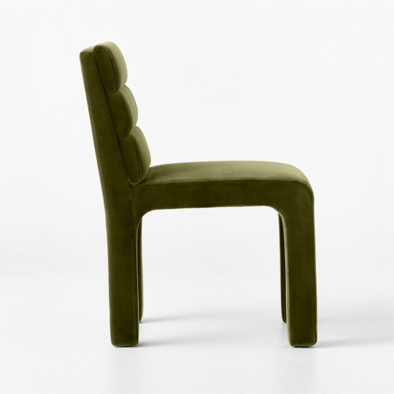 Castell Green Velvet Channel Tufted Dining Chair - Image 1