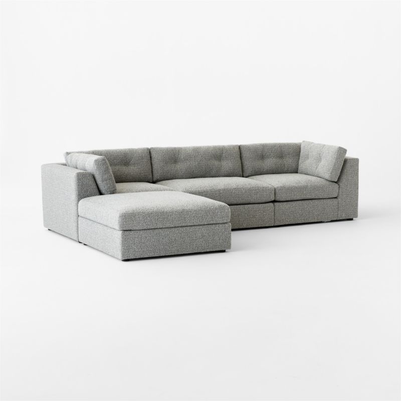Sohla 4-Piece L-Shaped Grey Boucle Sectional Sofa - Image 2