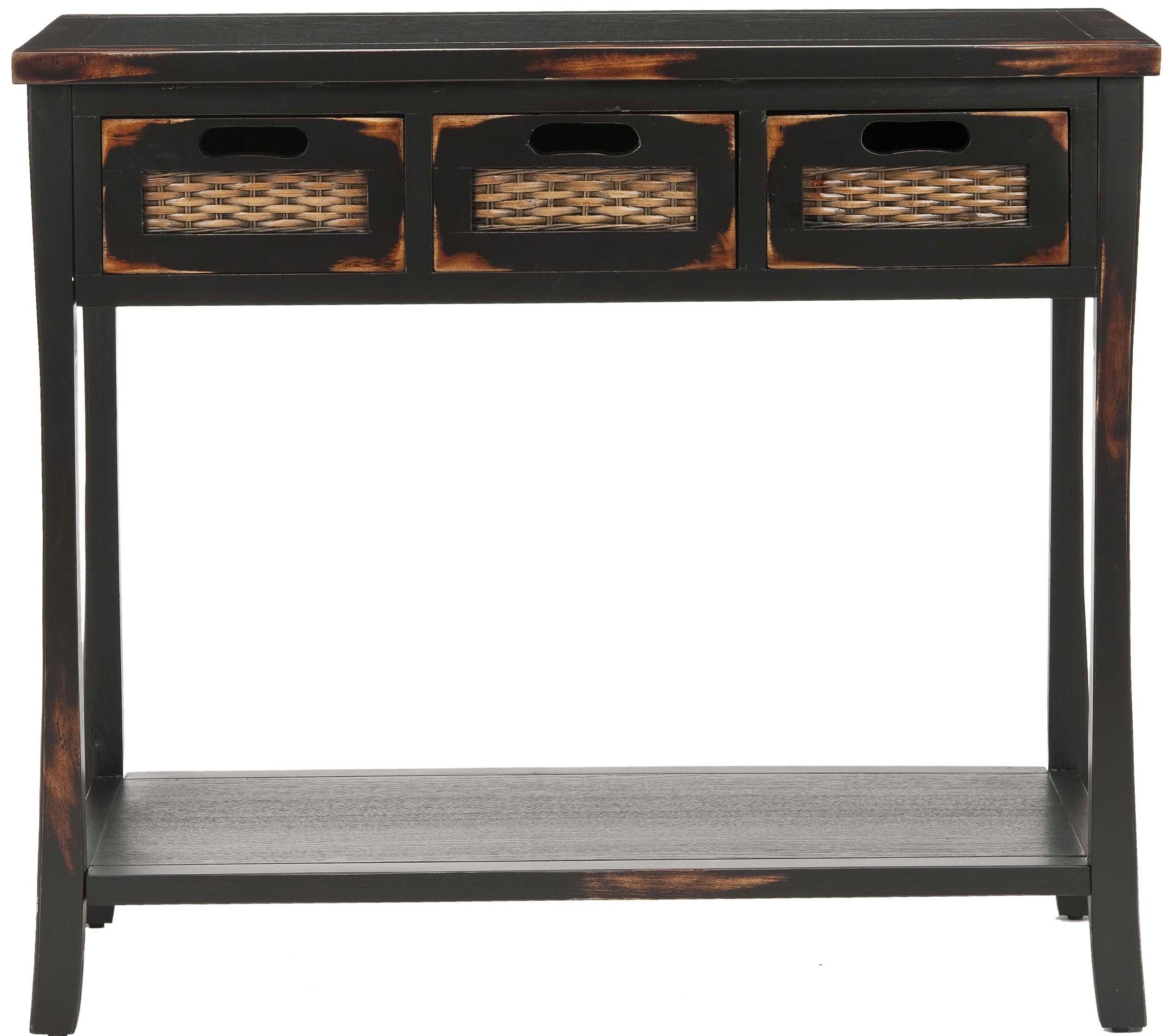 Autumn 3 Drawer Console - Distressed Black - Arlo Home - Image 0