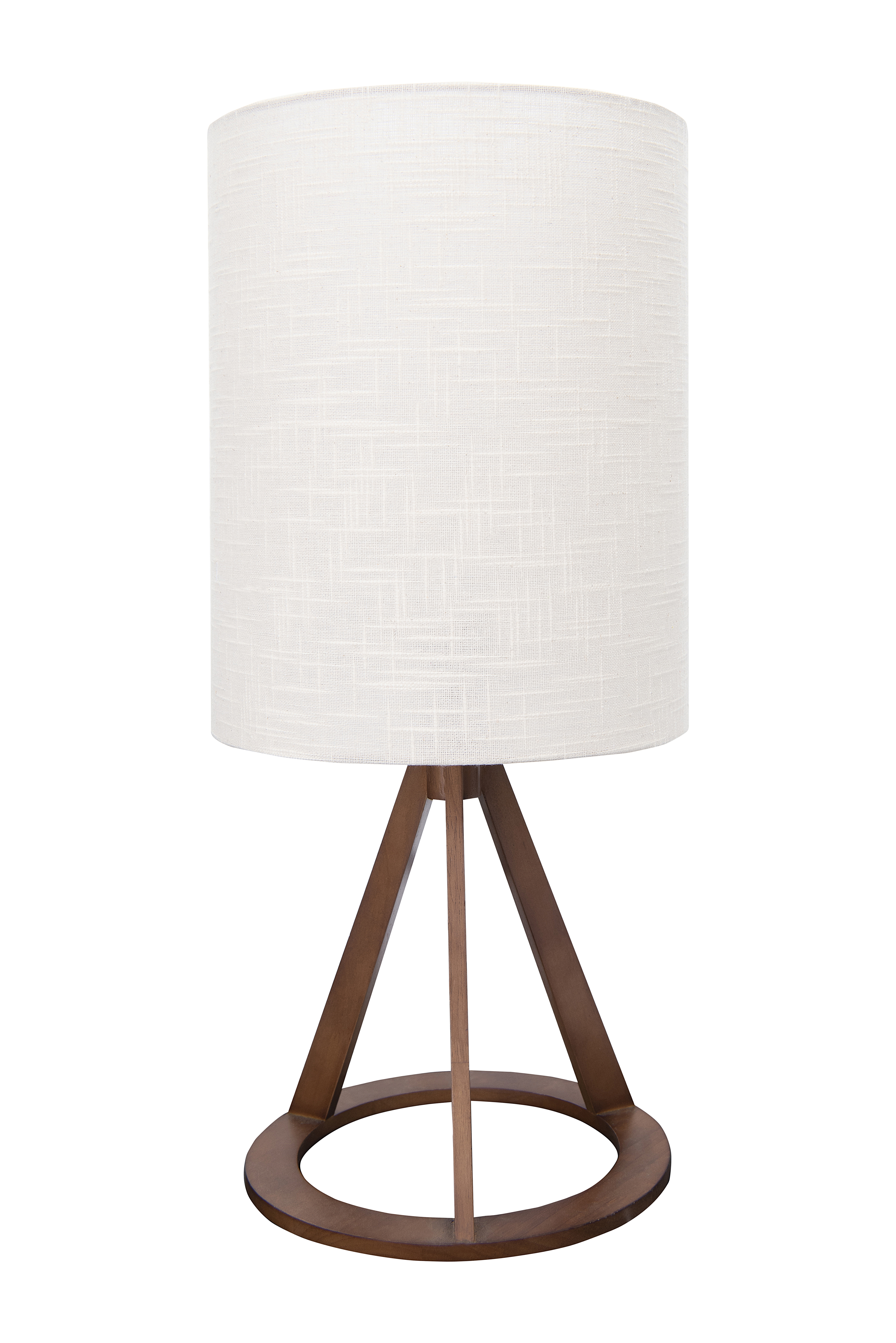 Geometric Wood Table Lamp with Linen Shade - Image 0