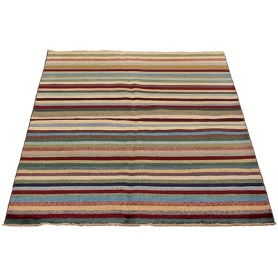 One-of-a-Kind Benali Hand-Knotted New Age 5'7" x 8'3" Wool Area Rug in Beige/Red/Blue - Image 0