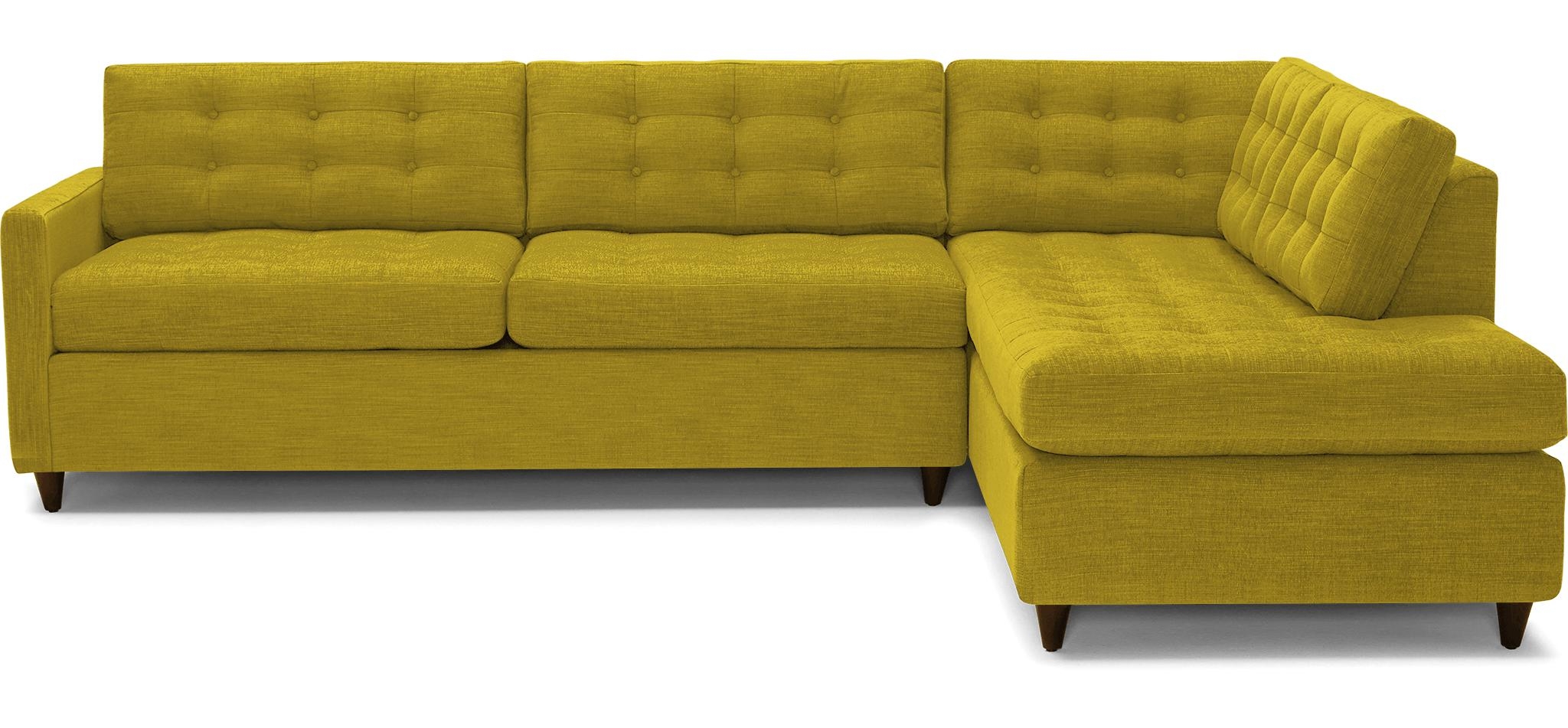 Yellow Eliot Mid Century Modern Bumper Sleeper Sectional - Bloke Goldenrod - Mocha - Right  - Image 0