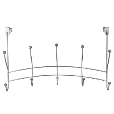 Home Basics Shelby 5 Hook Over The Door Hanging Rack, Silver - Image 0