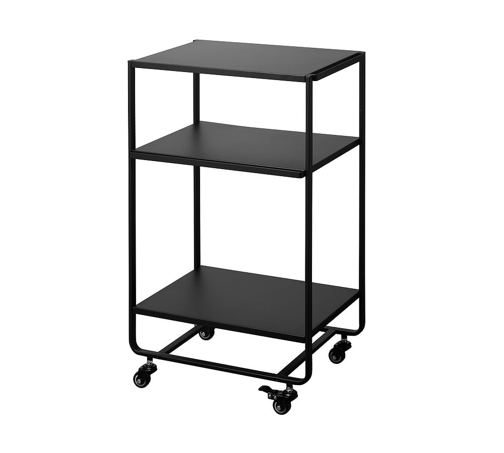 2-Tiered Rolling Kitchen Cart with Handle, Black - Image 0