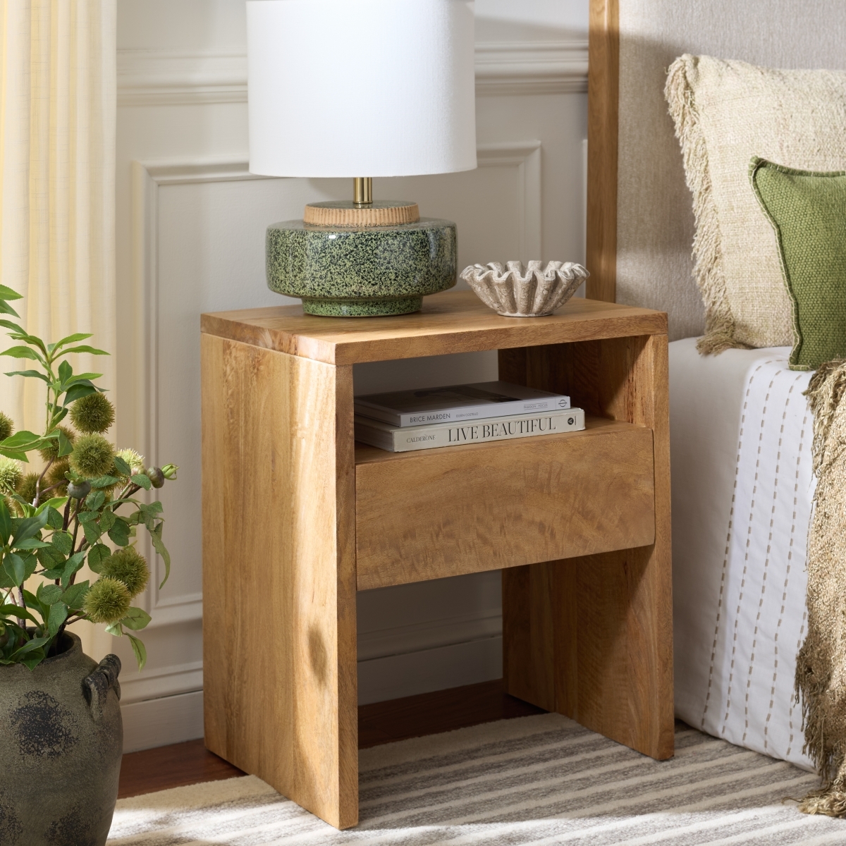 Alonzo 1 Shlf 1 Drawer Nightstand - Light Natural - Image 1