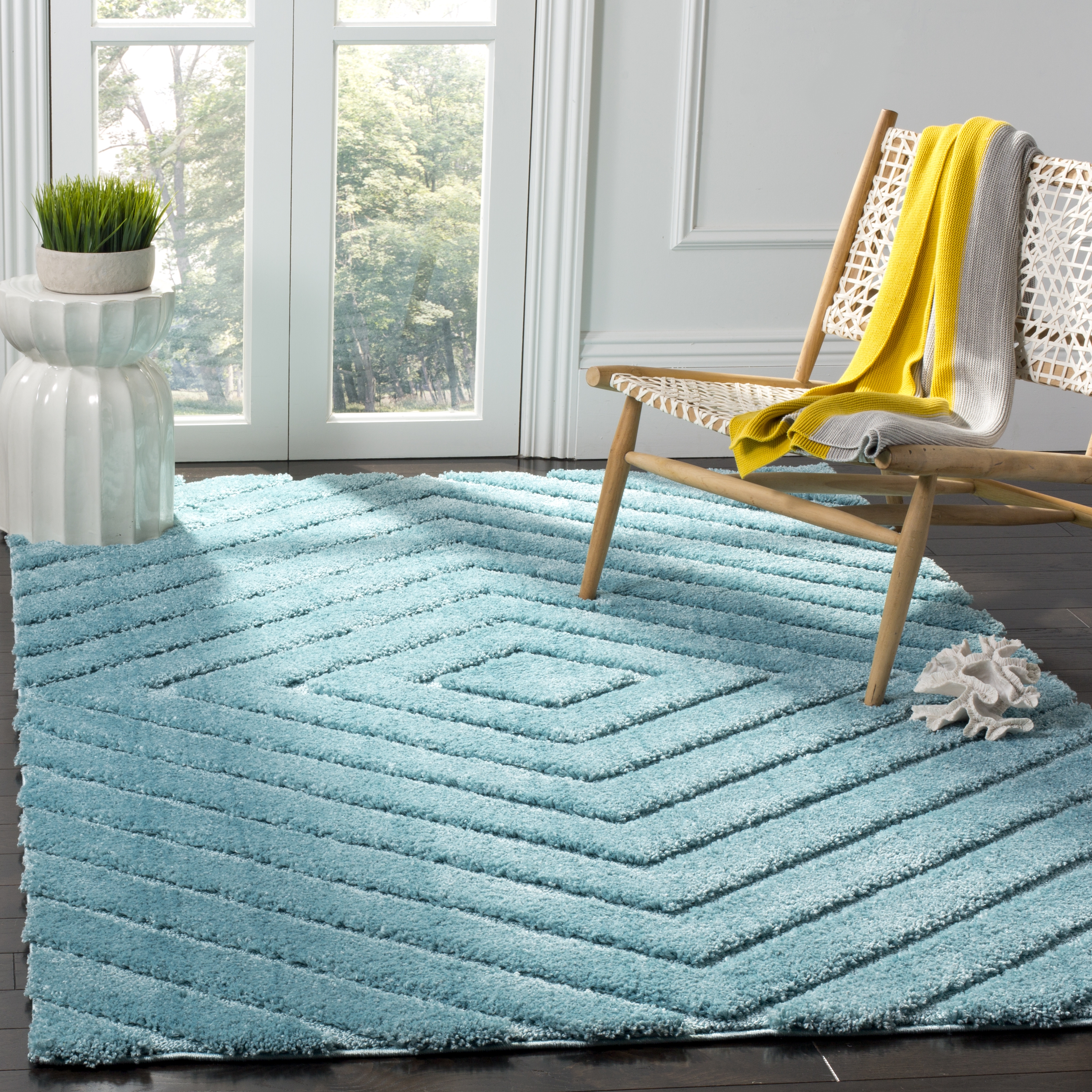 Arlo Home Woven Area Rug, OSG324D, Blue,  4' X 6' - Image 1
